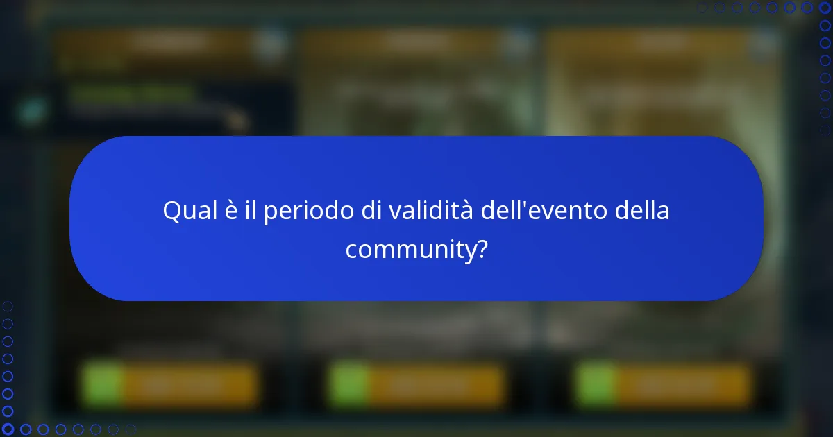Qual è il periodo di validità dell'evento della community?