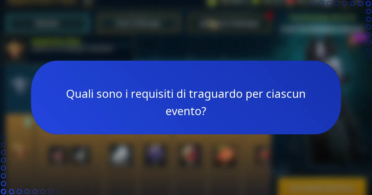 Quali sono i requisiti di traguardo per ciascun evento?